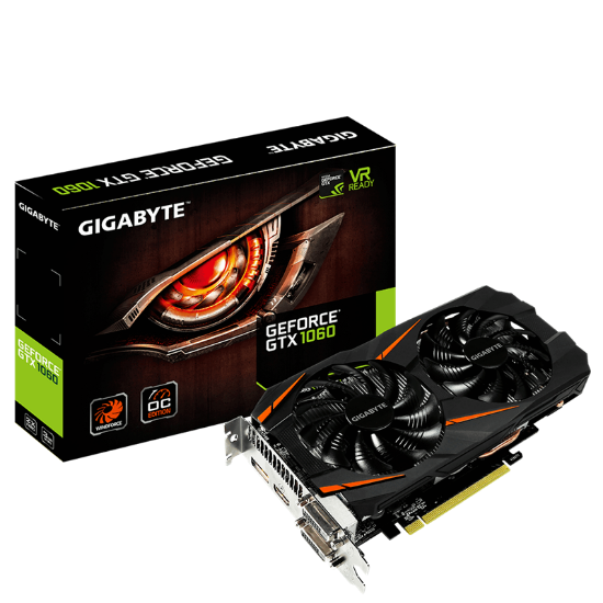 Imagem de PLACA DE VIDEO GEFORCE - GTX 1060 - 3GB, GDDR5, 192 BIT - GV-N1060WF2OC-3GD