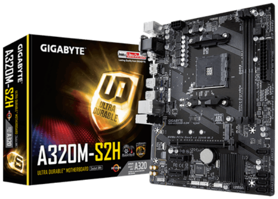 Imagem de MB P/ AM4 RYZEN, CHIPSET AMD A320, 32GB, DDR4, HDMI, DVI-D, MICRO ATX - GA-A320M-S2H