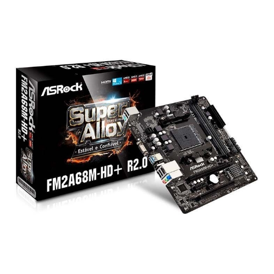 Imagem de MOTHERBOARD ASROCK FM2A68M-HD+ R2/CHIPSET AMD A68H (BOLTON-D2H), FM2+ 95W / FM2 100W, DDR3