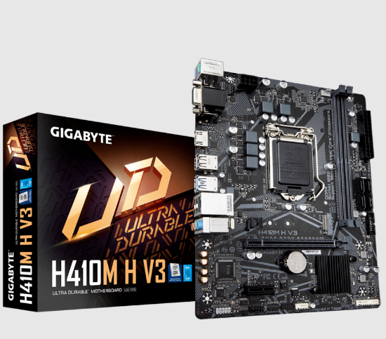 Imagem de MOTHERBOARD GIGABYTE INTEL ULTRA DURABLE (REV. 1.0), INTEL LGA1200, MICRO ATX, DDR4 - H410M H V3 10º GERACAO