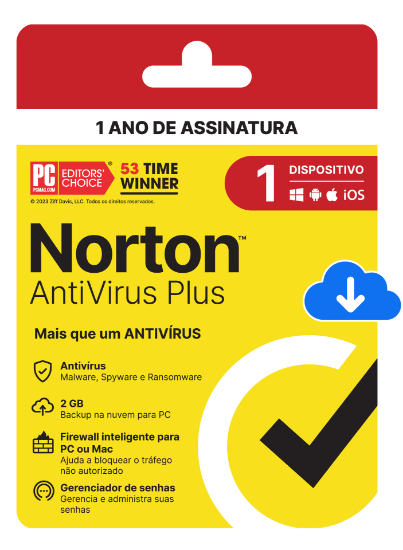 Imagem de NORTON ANTIVIRUS PLUS 2GB - 1 USUARIO; 1 DISPOSITIVO - 12 MESES ESD